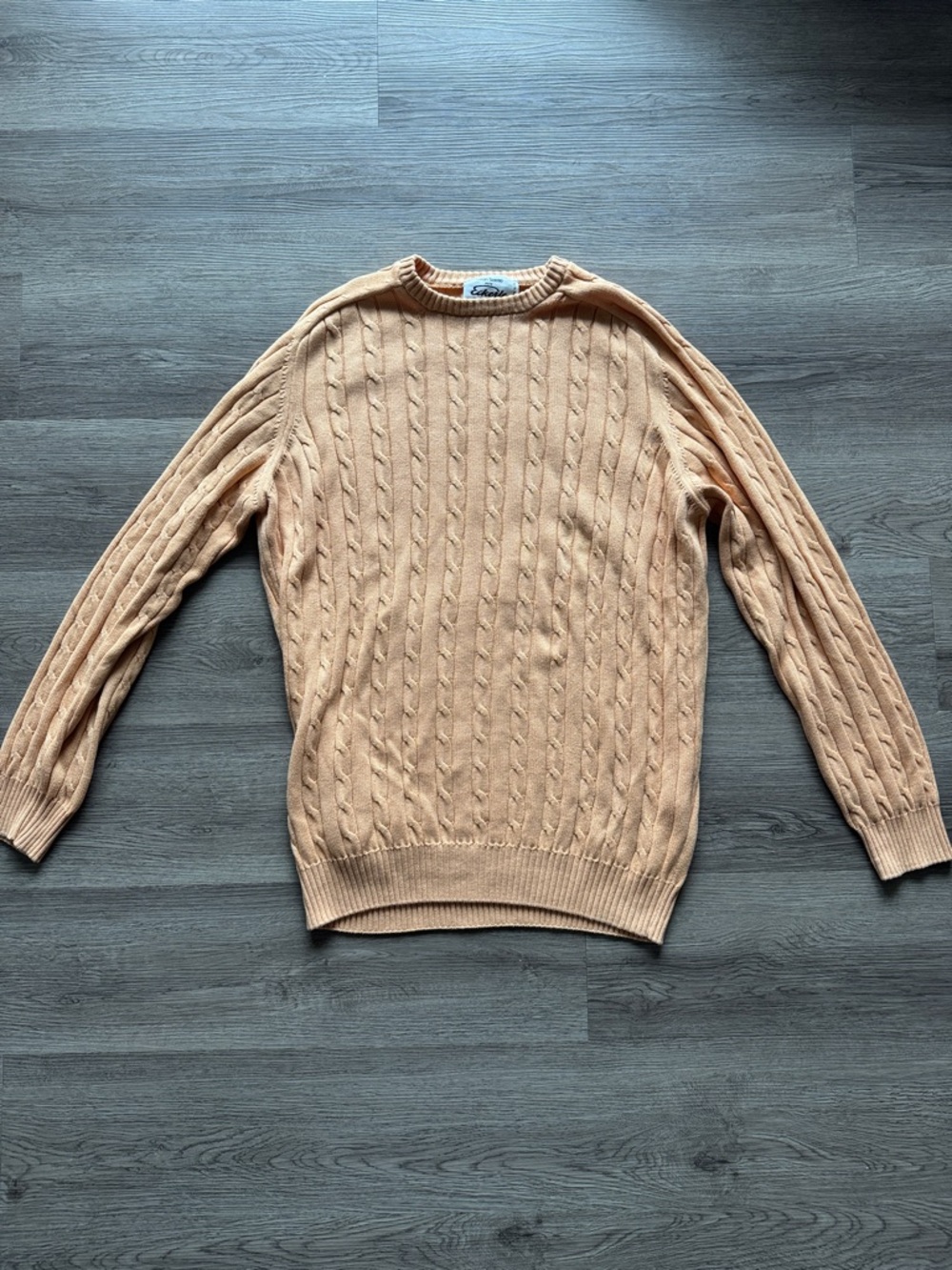 Gran Sasso 100% Cotton Cable Knit Crewneck Sweater
